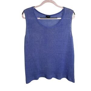 TALBOTS WOMAN Sleeveless Linen Sweater Vest Top Shell Plus Size 2x Blue Summer